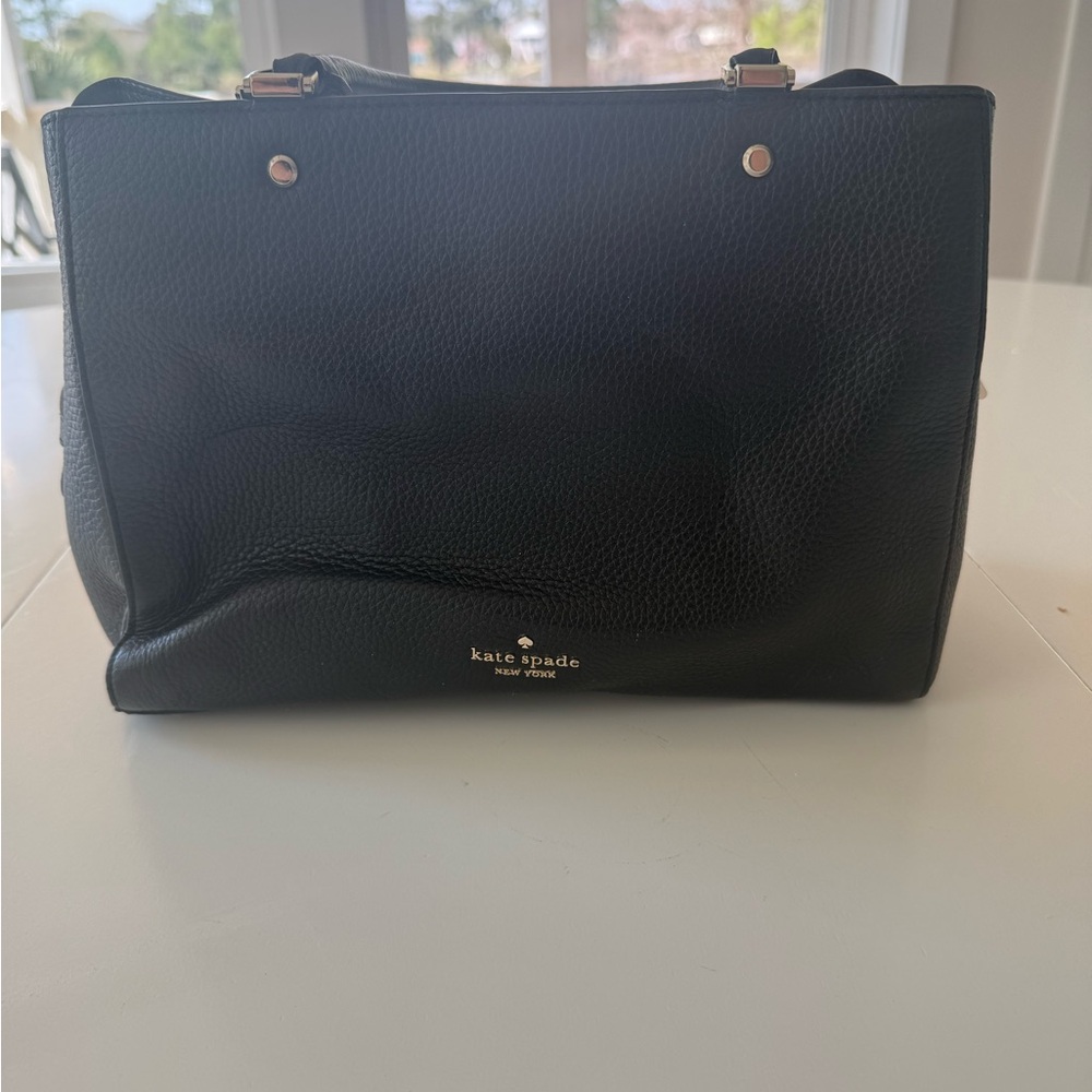 kate spade Black Pebbled Leather Satchel with Gold Hardware